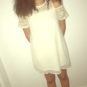 As U Wish White Cold Shoulder Lace Dress